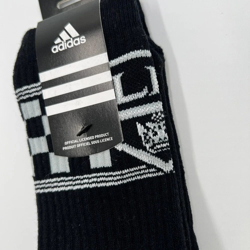 Adidas NHL Los Angeles Kings Crew Socks Mens Large Black Silver New